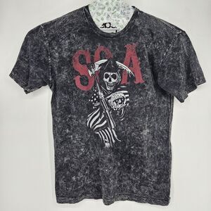 Sons Of Anarchy Shirt Mens 2XL 2014 Reaper Flag Gray Black Tie Dye Biker Club